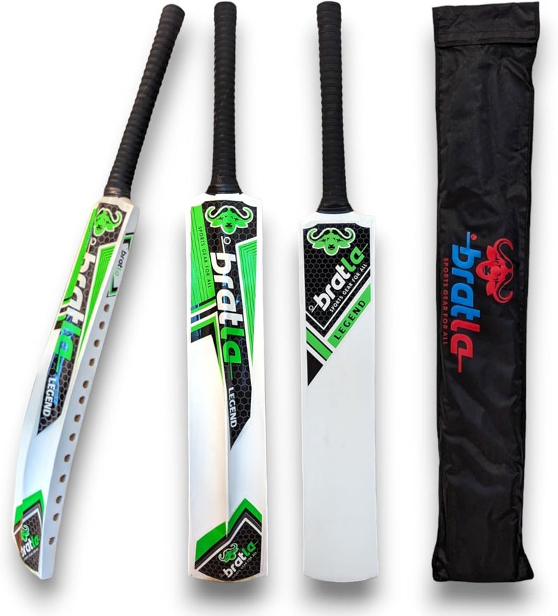 Bratla Legend Cricket Bat for Tape Ball Cricket, Ideal Cricket Bat for Tapped Tennis Ball & Softball Cricket - Full Size Men's Bat - Image 1